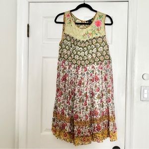 Anthropologie Tanvi Kedia Ananya Tunic Grey Motif Dress Size M